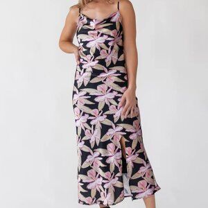 Sadie & Sage Willah Black Floral Midi Dress XS NWT